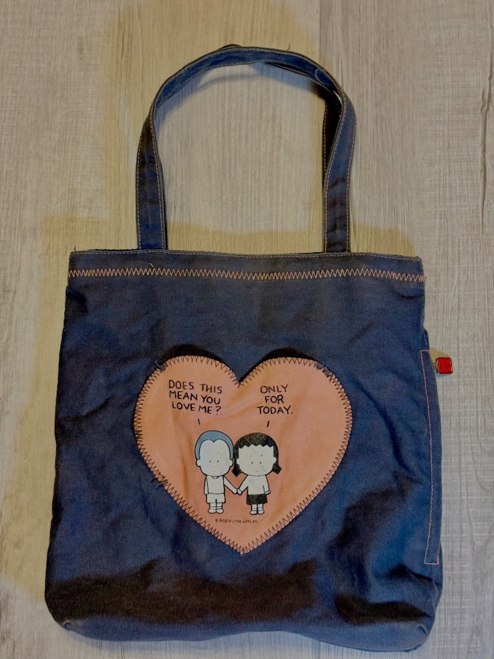 Angry Little Girls Tote Bag Lela Lee Canvas Heart Love Funny Kitschy Y2K Retro